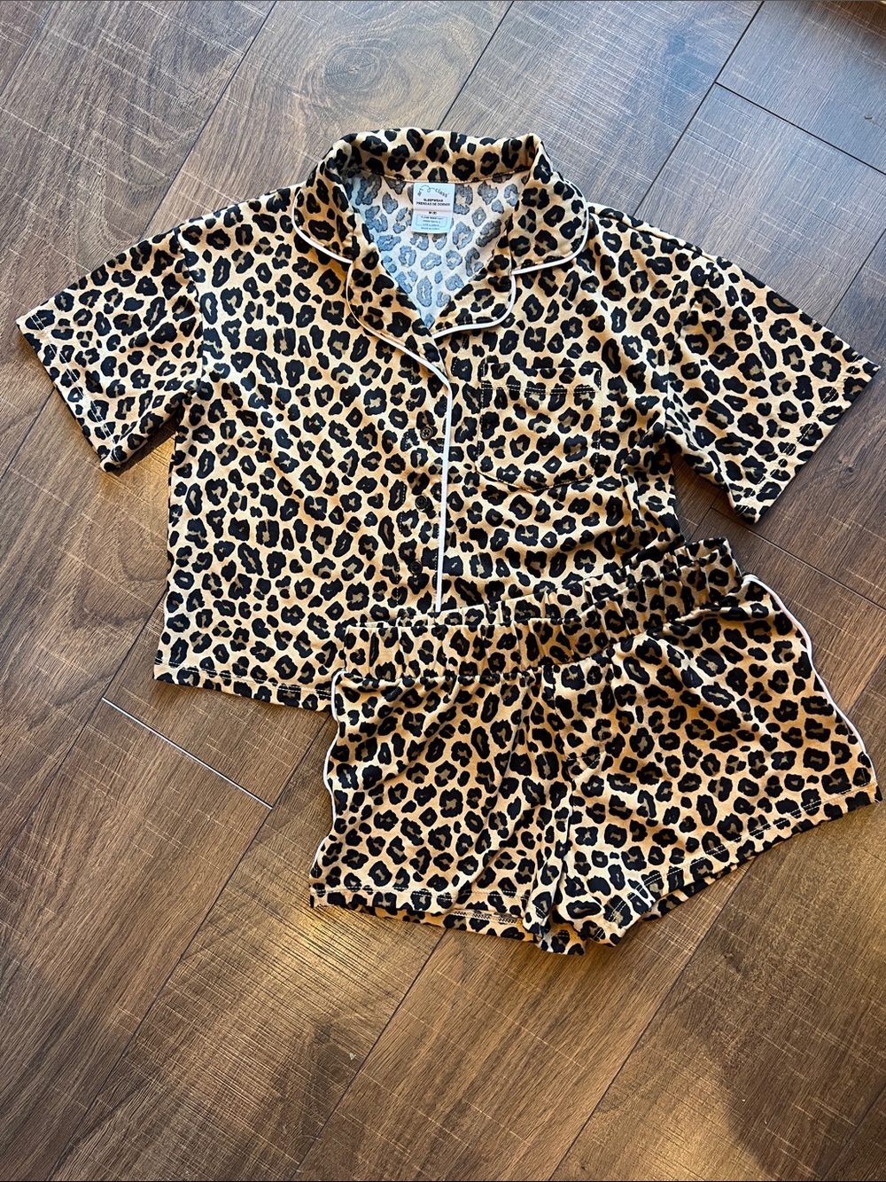 art class Leopard Print Short Pajama Set - Tan and Black